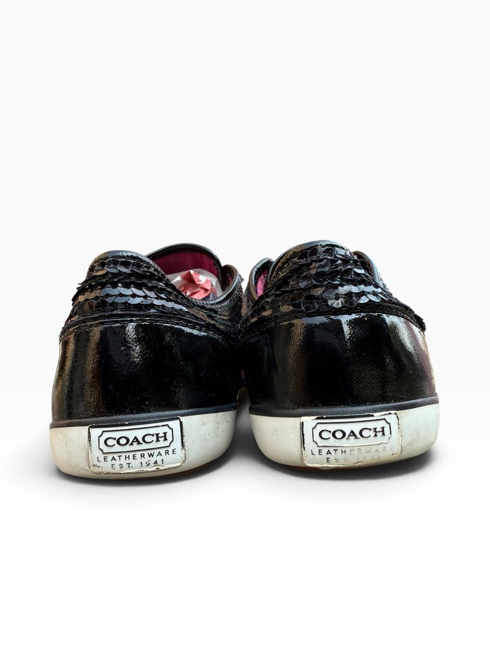 Coach Zorra Multi Plaid Signature C Low Top Sneakers Purple Sequin Trim Size 8.5 - Picture 5 of 7